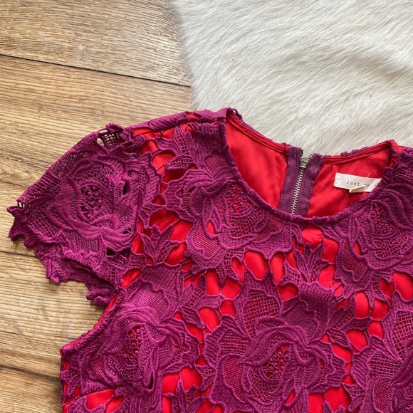 Just me Ruffle Sleeve floral Lace Sheath Dress - Picture 6 of 9